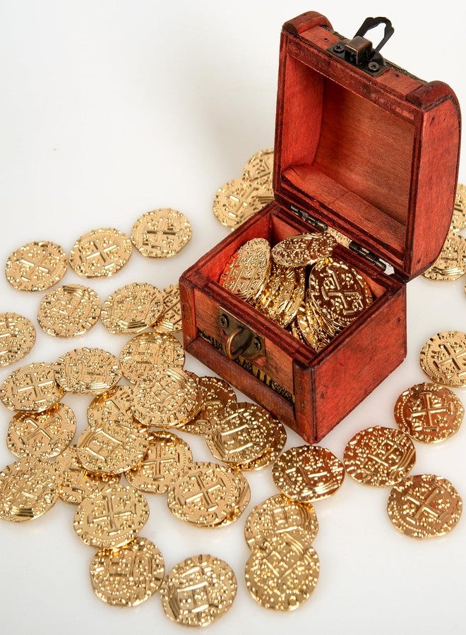 v2croft 35 Metal Pirate Coins Gold, Gold Treasure Coin Set, Metal Replica Spanish Doubloons for Board Games Tokens, Kids Cosplay Pirate Party Treasure Chest Coin (1.18'') - Image 4